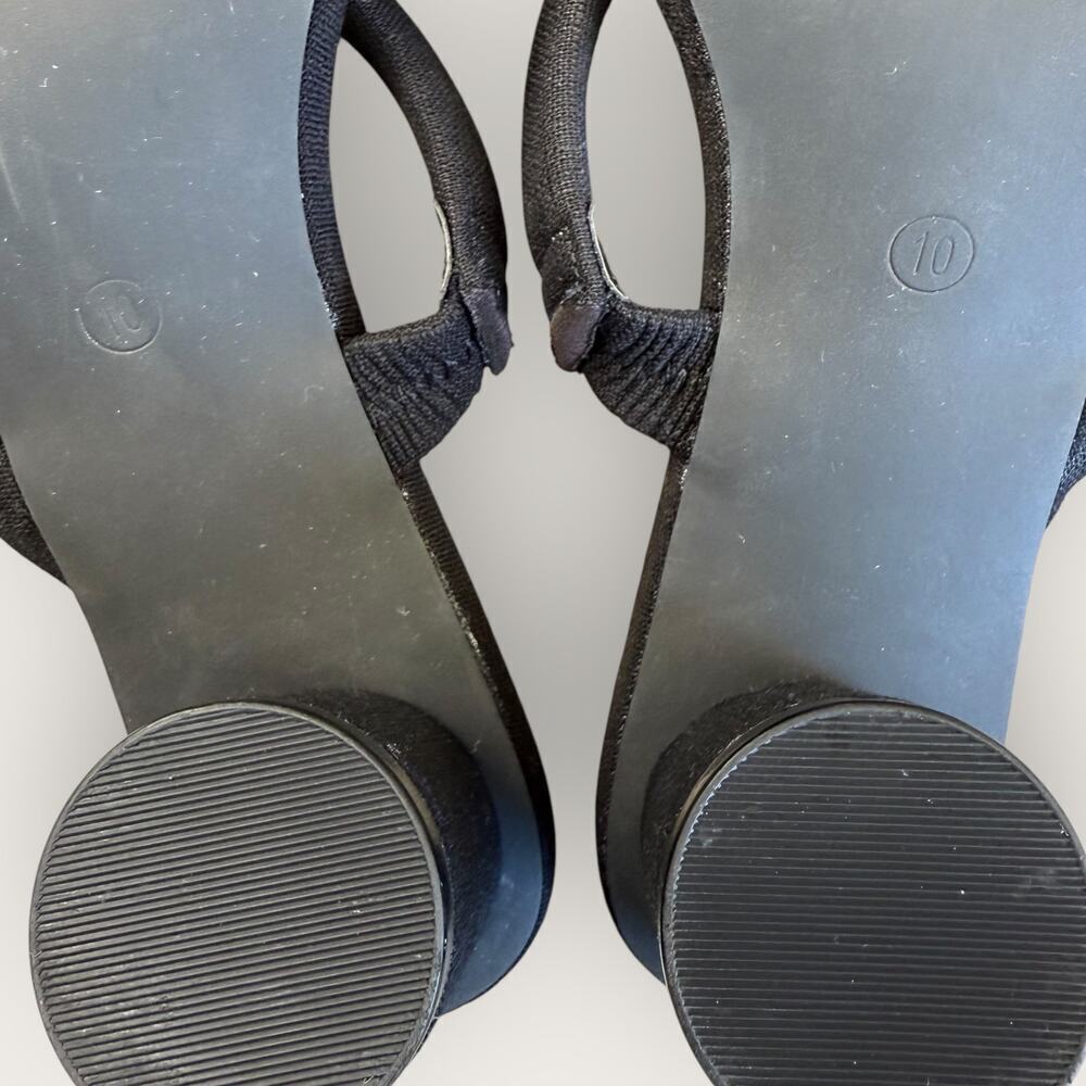Journee Collection Fabric Double Strap Block Heel Slip On Sandals Size 10 Black - Picture 8 of 12